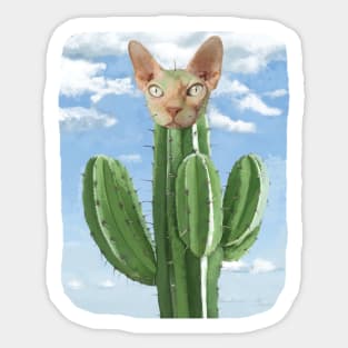 Cactus Cat Pun Sticker